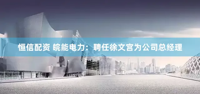 恒信配资 皖能电力：聘任徐文宫为公司总经理